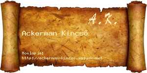 Ackerman Kincső névjegykártya